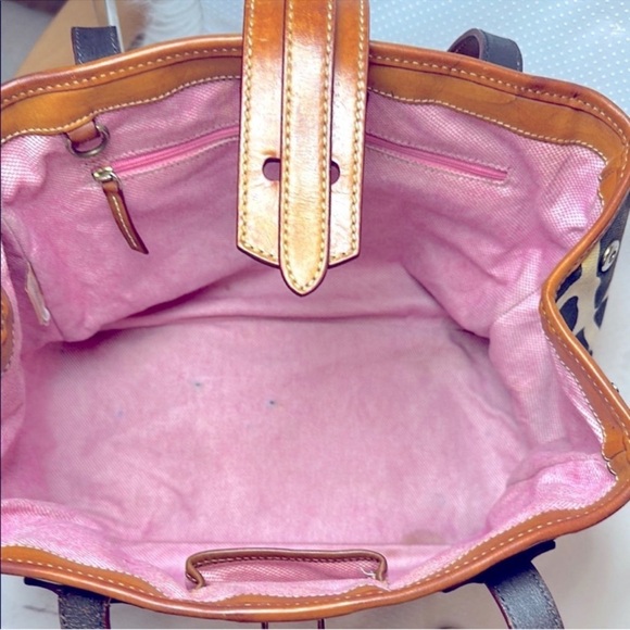 DOONEY & BOURKE VINTAGE GIRAFFE ANIMAL.. CANVAS W/ TAN LEATHER TRIM DUCK CHARM - Picture 10 of 17